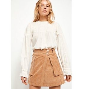 Free People Carson Utility Mini Camel Skirt